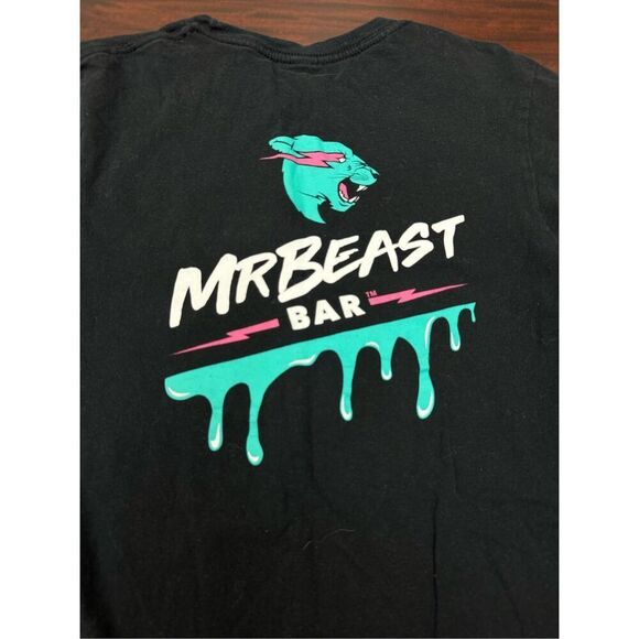 Feastables Mr. Beast Bar Men’s Black Short Sleeve Graphic Tee Size Small - Picture 4 of 7